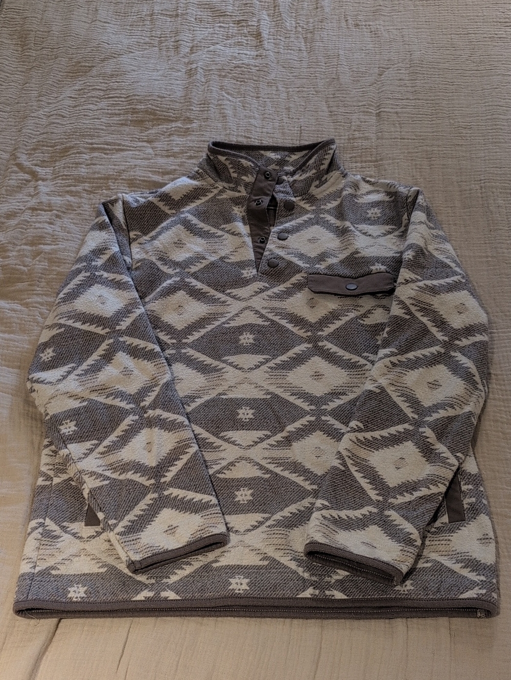 Taupe & Cream Patterned Pullover Sweater